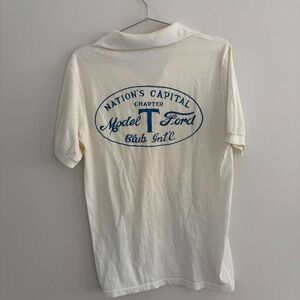 Vintage Stedman Nation's Capital Chapter Model T Ford Club Intl Polo Shirt Cream